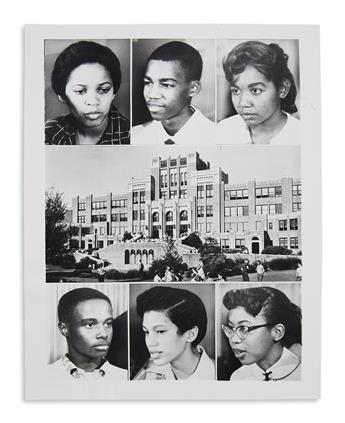 (CIVIL RIGHTS.) Group of 7 press photographs of the Little Rock school integration protests.